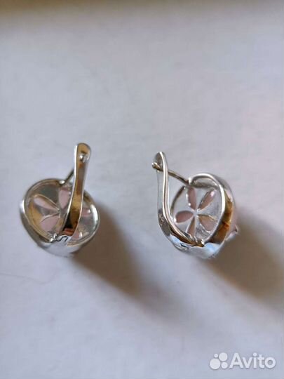 Серьги и браслет из натурального розового кварца