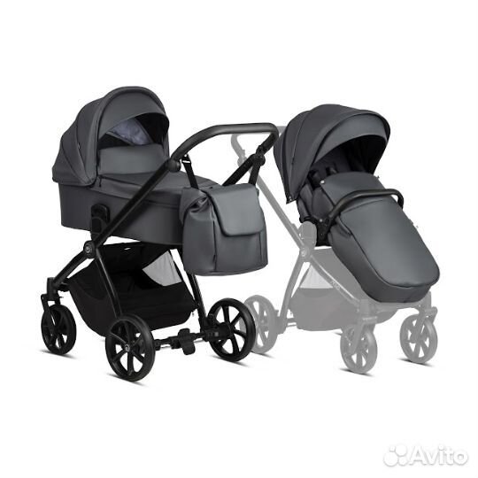 Коляска 2 в 1 Tutis Mio Eco-Leather, Dark Gray