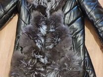 Куртка- жилетка зимняя с мехом чернобурки 42-48
