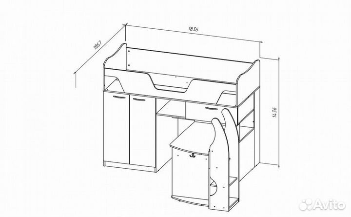 Кровать чердак со столом корсар 1