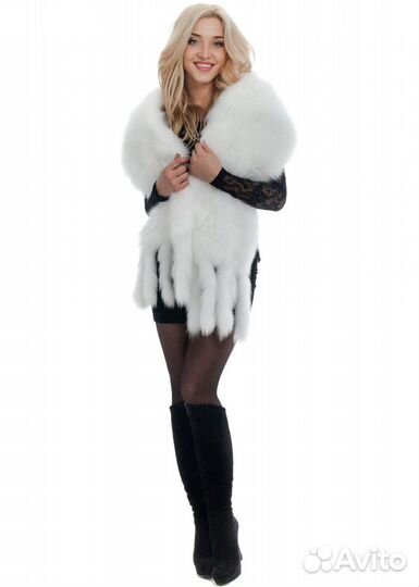 Палантин белый песец №2385