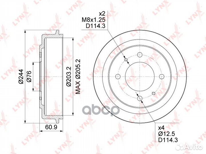 Барабан тормозной зад BM1071 lynxauto