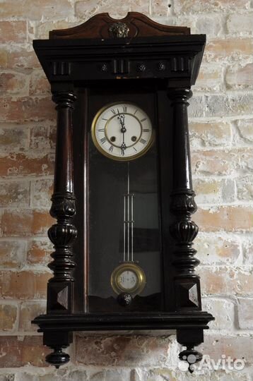 Часы старинные настенные, с боем, Густав Беккер