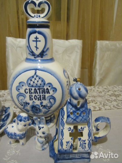 Посуда,статуэтки животных гжель,подсвечник