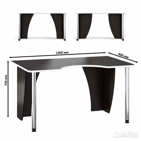 Игровой компьютерный стол Мебельный Двор ск2-1360-900 венге/кромка белая, 136х90х75 см