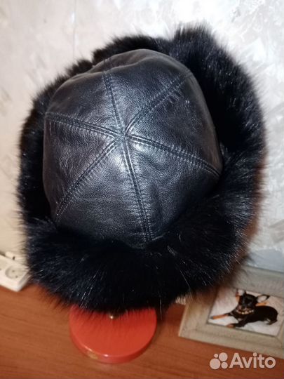 Шапка зимняя женская кожа мех
