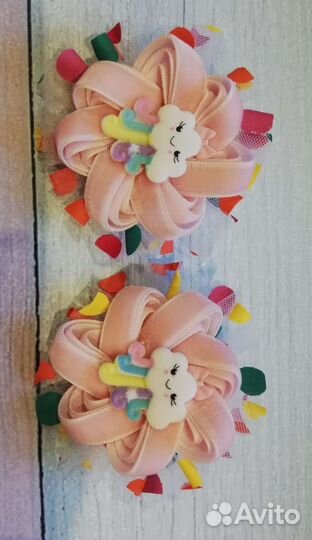 Резинка для волос, бантики ручной работы