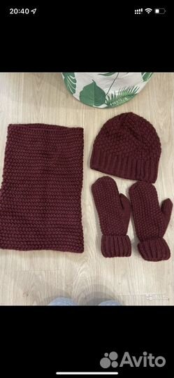 Комплект шапка, снуд и варежки