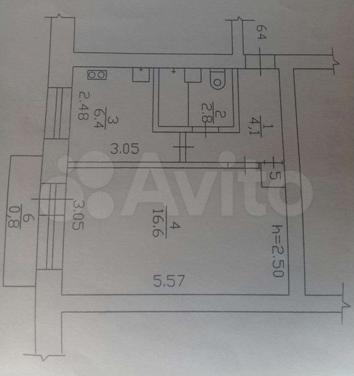 1-к. квартира, 30,2 м², 4/5 эт.
