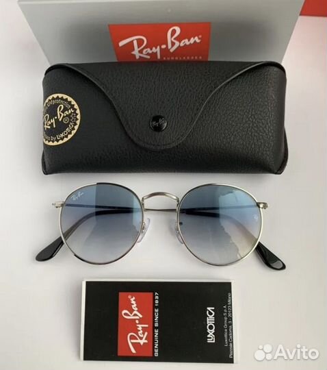 Очки ray ban round metal голубой