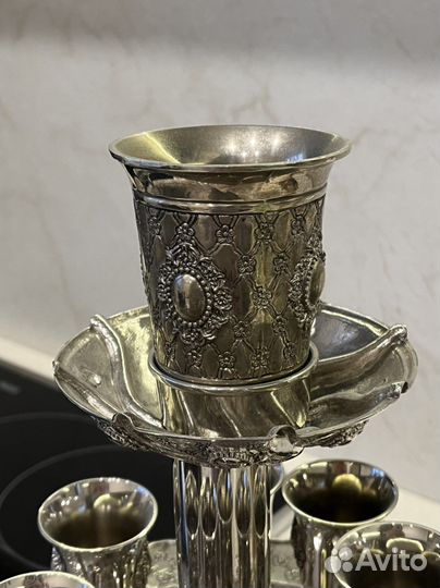 Набор мельхиор рюмки подставка (фруктовница)