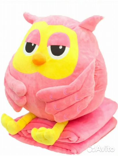 Мягкая игрушка сова с пледом 3 в 1