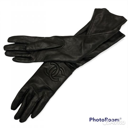 Кожаные длинные перчатки Chanel