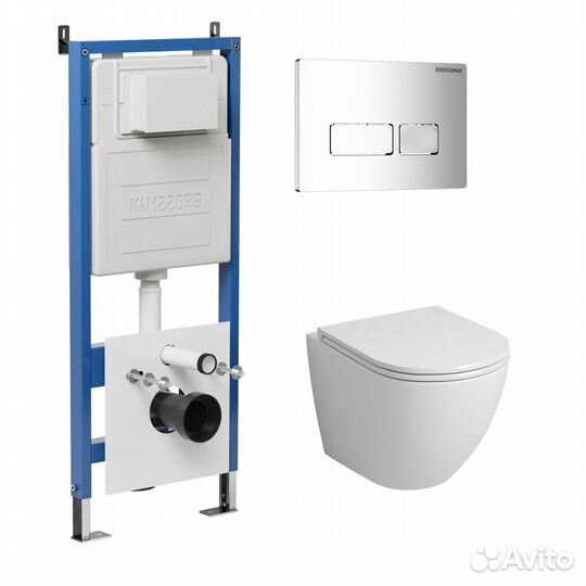 Ком-кт Инст+К-ша Pragma Хром Гл+Унитаз GR-4455S