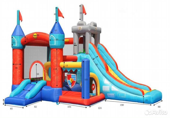 Надувной батут Happy Hop 9021 (Цитадель 3 в 1)