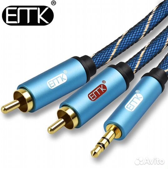 Мощный Кабель EMK 3.5 мм - 2 RCA 1 метр