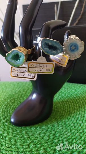 Кольца с агатом и кварцем