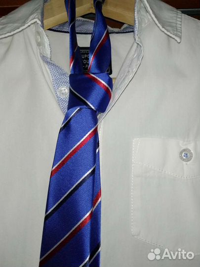Рубашка белая с галстуком, р.134/140