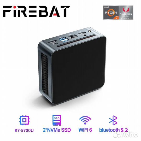 Мини пк firebat MN56 (Ryzen 7 5700U, 16GB, 512GB)