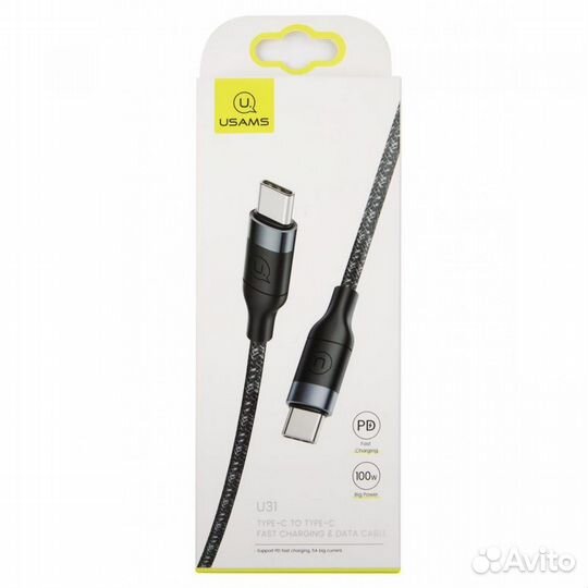 Кабель usams Type-C-Type-C U31 PD 1m 5A BK 100W
