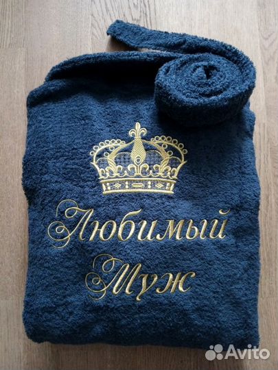 Машинная вышивка на махровых халатах, полотенцах