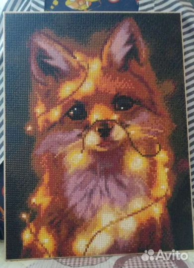 Алмазная мозаика на подрамнике 30*40 Лиса Гирлянда