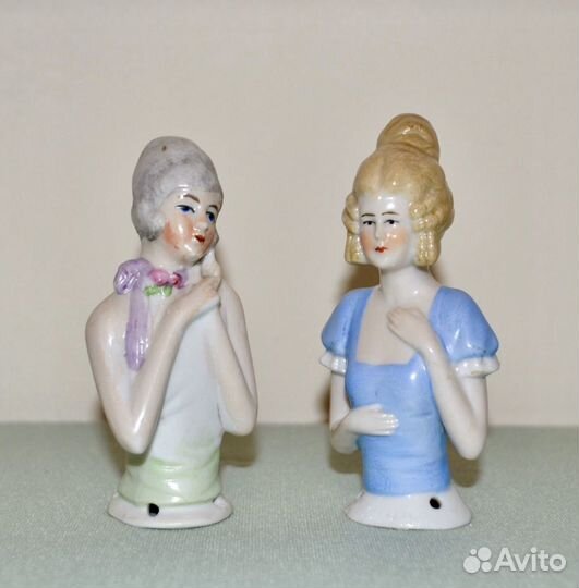 Антикварная фарфоровая статуэтка, кукла половинка