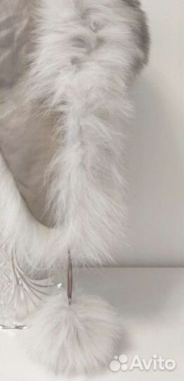 Шапка ушанка женская,с серым градиентом