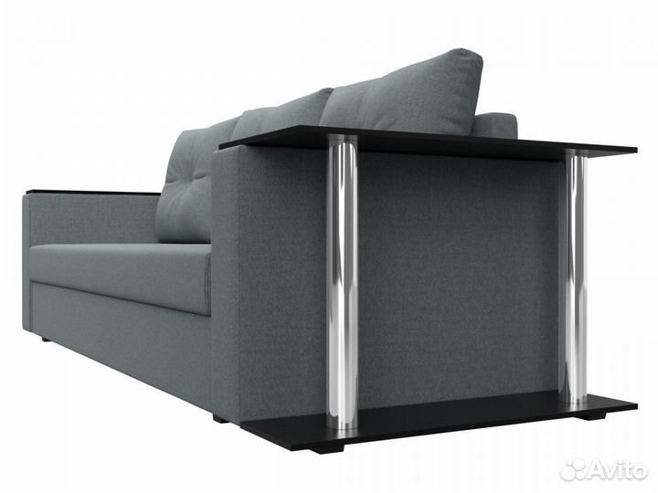 Диван прямой Атланта Лайт со столом справа, рогожка, амур серый