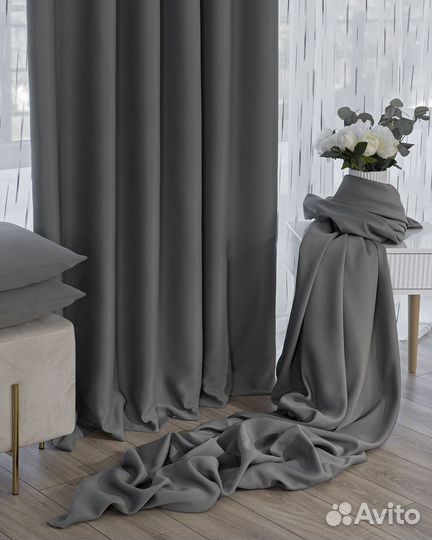 Шторы блэкаут амадео туманный новые пошив