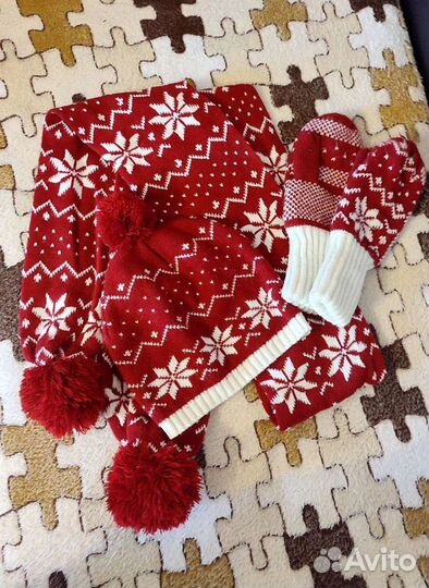 Комплект шапка и шарф варежки