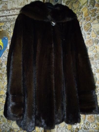 Шуба норковая с капюшоном