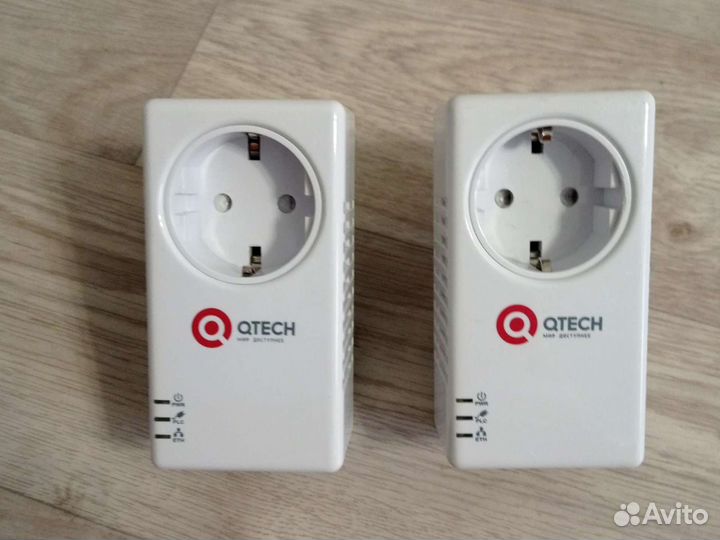 Комплект PLC Адаптер qtech Powerline qpla-200v.2P
