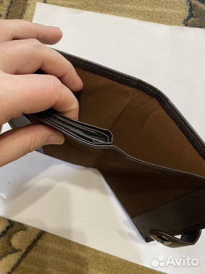 Мужское портмоне 3 в 1 из эко-кожи коричневое