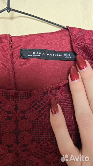 Вечернее бордовое платье zara S