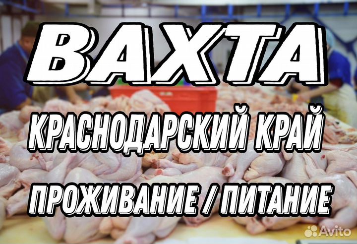 Вахта Обвальщик на мясокомбинат/Краснодарский край