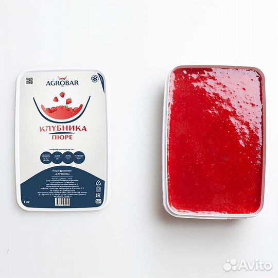 Замороженное пюре Клубника 1кг Агробар