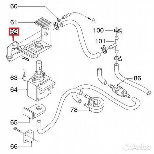 Переходник с клапаном на помпу Delonghi ecam/esam