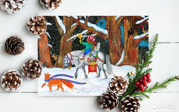 Набор открыток для посткроссинга 6 штук новогодних
