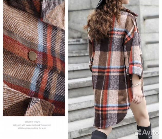 Рубашка для девочки теплая,платье-рубашка