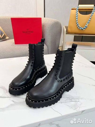 Ботинки челси Valentino натуральная кожа мех