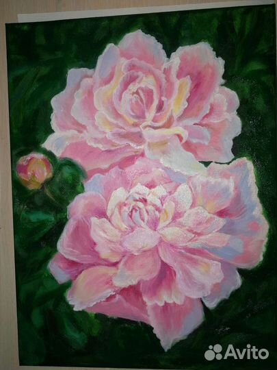 Картина маслом на холсте цветы Пионы