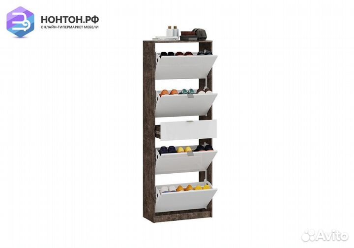 Тумба для обуви Монтана тип 2 ателье темный / белы