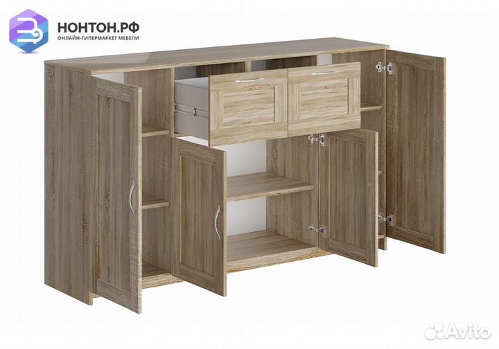 Комод с дверцами Сириус 2 ящика сонома