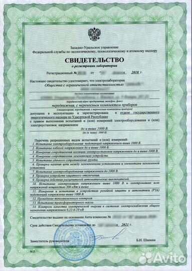 Услуги электролаборатории