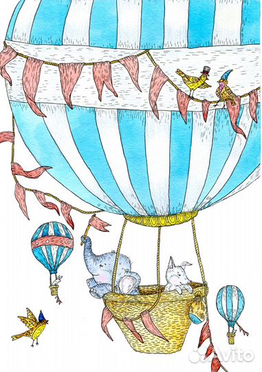 Постеры в детскую Путешествие на воздушном шаре