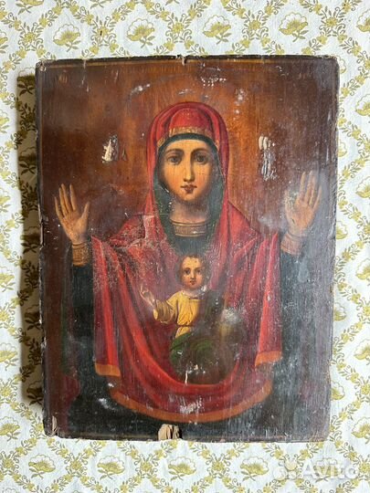 Икона в окладе Знамение 19 век