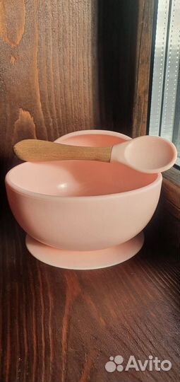 Силиконовая тарелка с ложкой