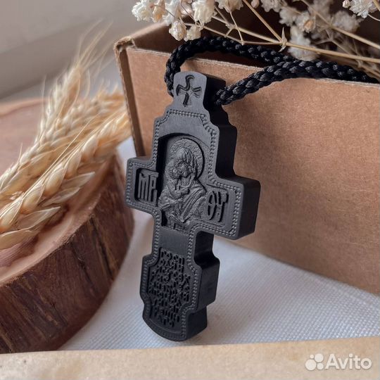 Крест мужской с Богородицей на гайтане