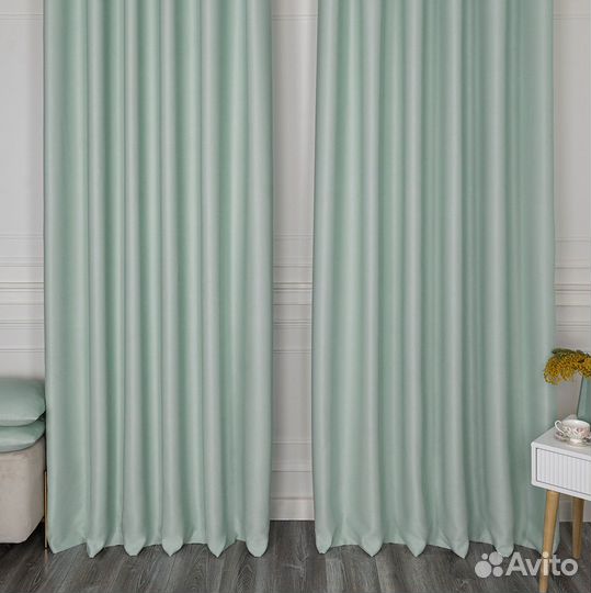 Шторы блэкаут Амадео Пастельный зеленый